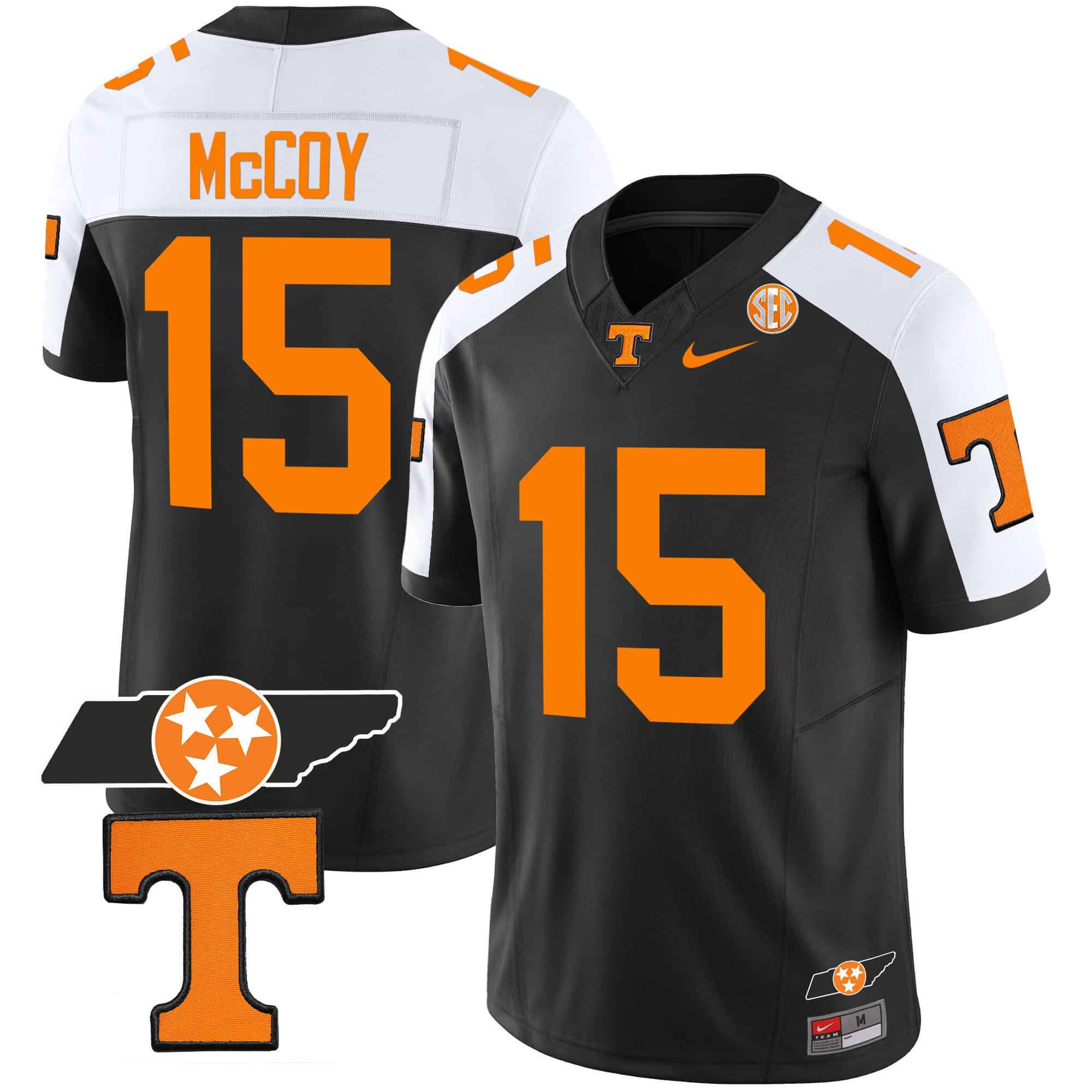 Men Tennessee Volunteers #15 Mccoy Black 2024 Nike Checkerboard & Alternate NCAA Jersey